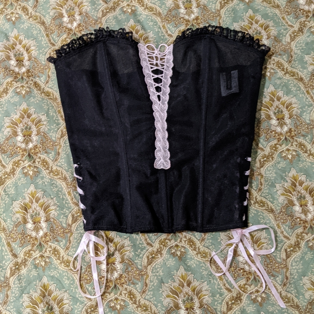 Mall goth pink and black corset top